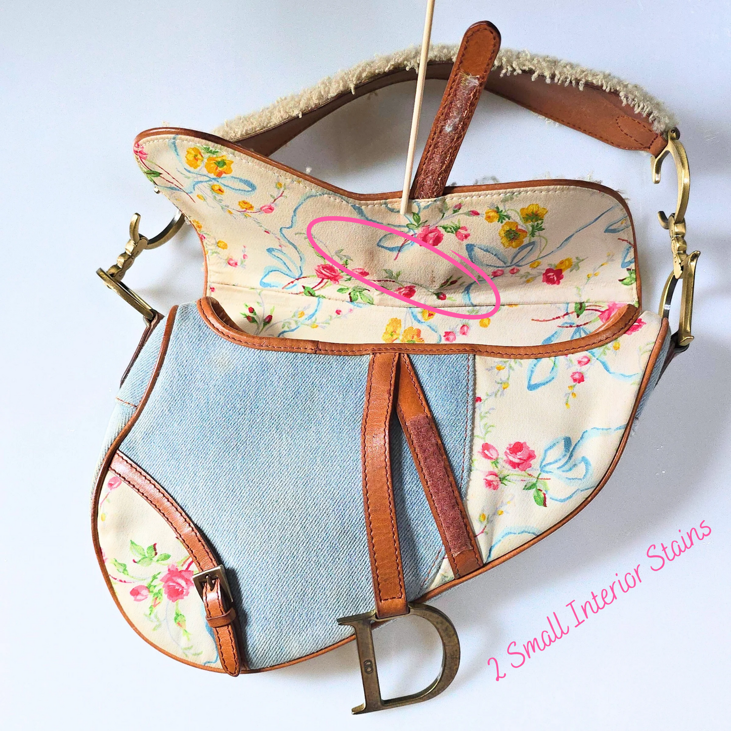 Dior Saddle Bag Denim Shearling