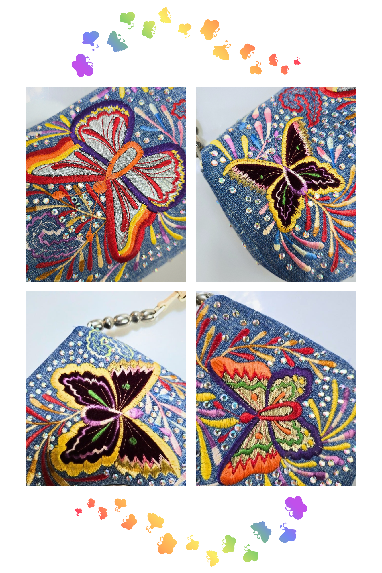 Dior Denim Malice Swarovski Crystal Studded with Metallic Embroidered Butterflies