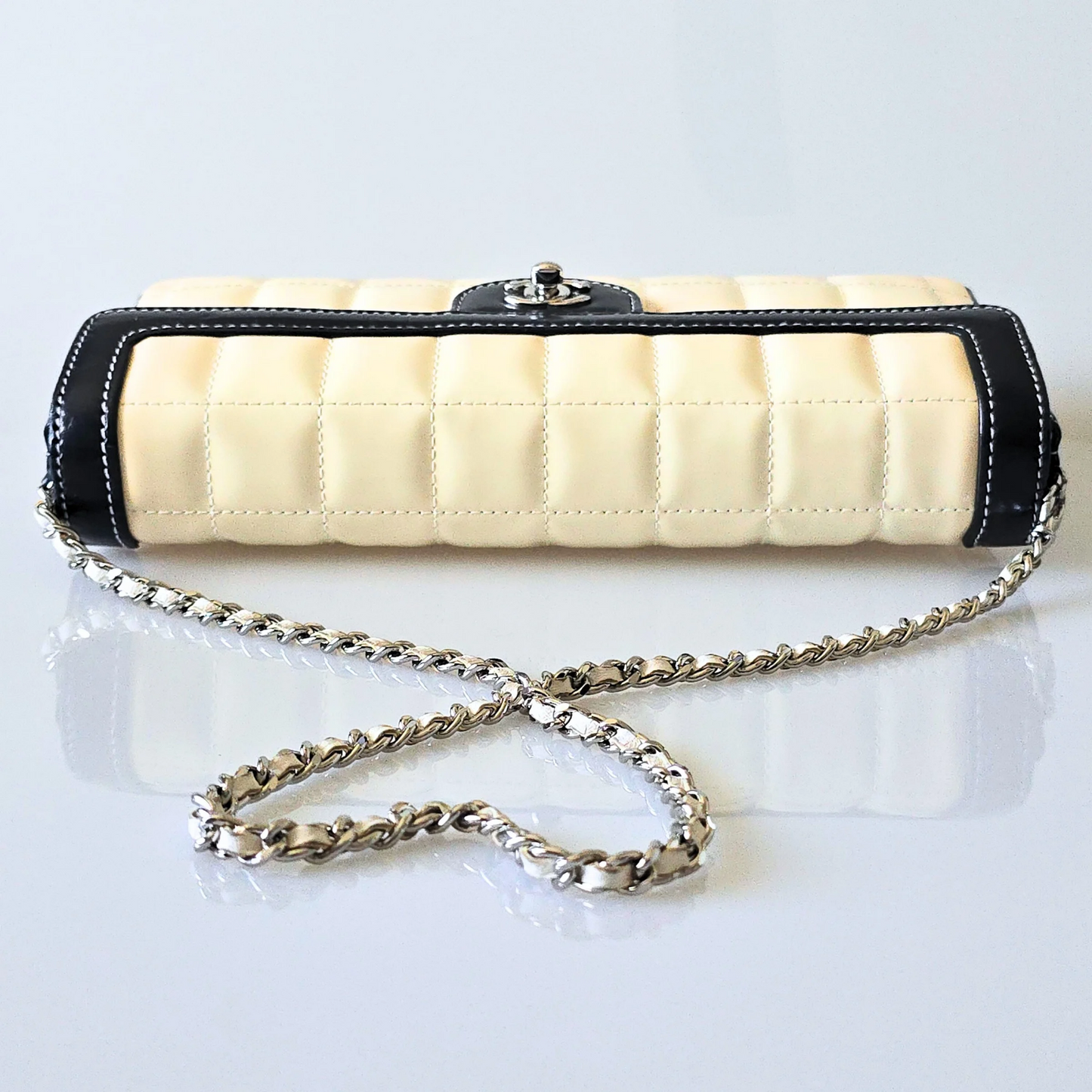Chanel East West Chocolate Bar Shoulder Bag Two-Toned
