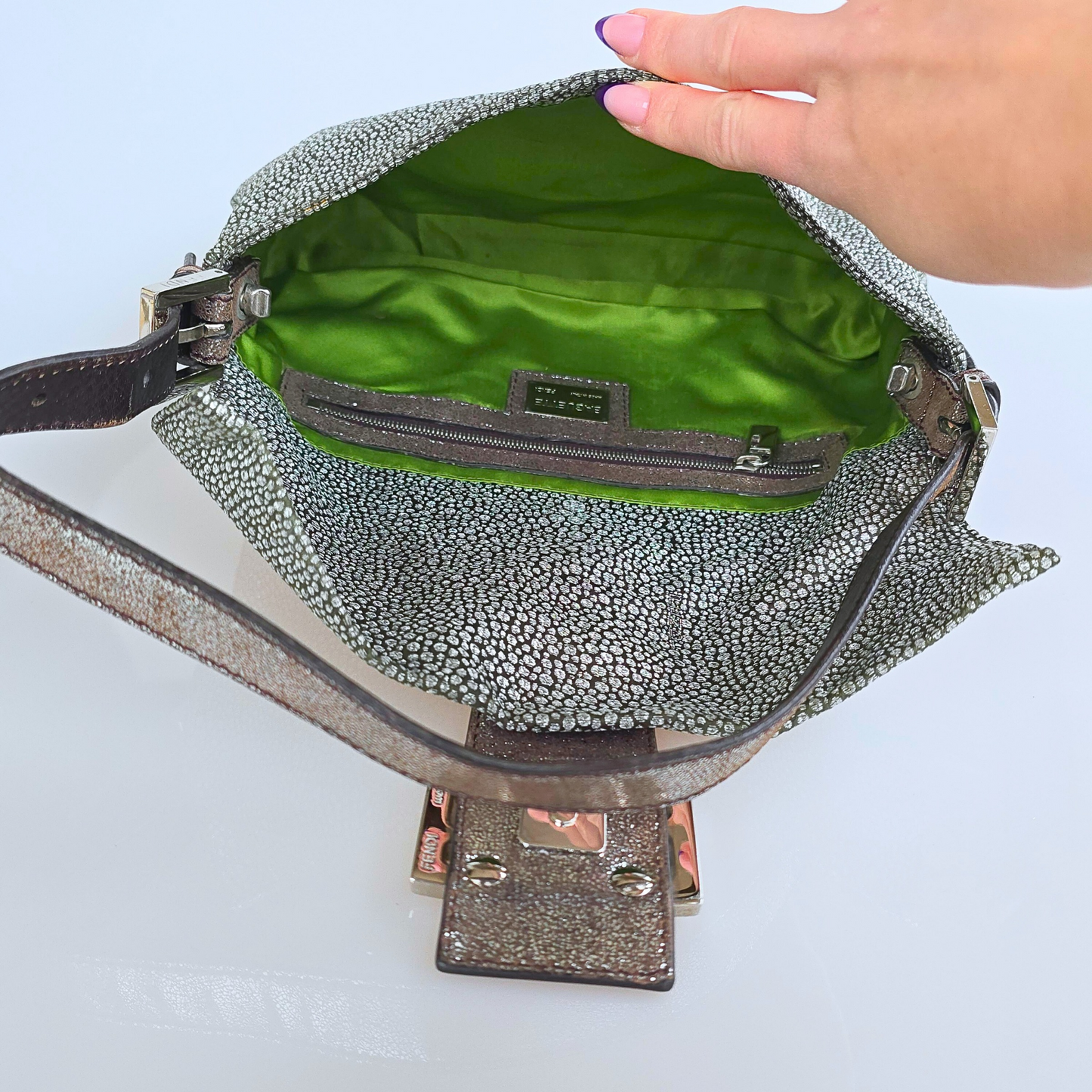 Fendi Baguette in Silver Lurex