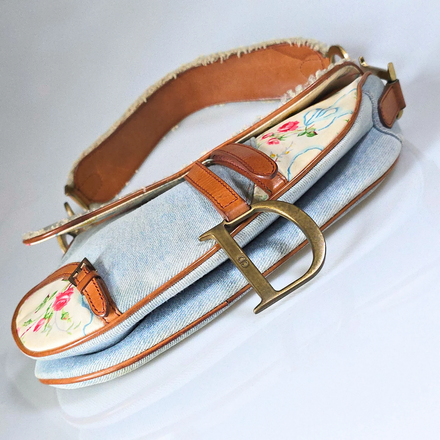 Dior Saddle Bag Denim Shearling