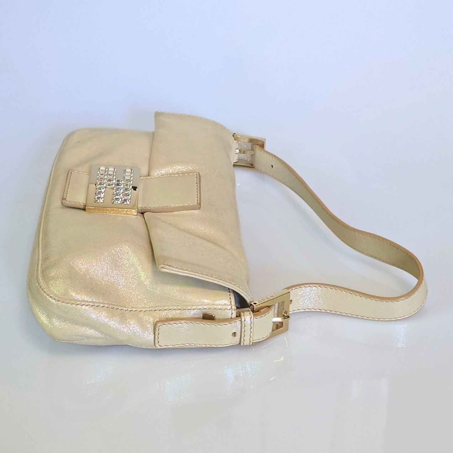 Fendi Baguette Glittery Champagne Gold