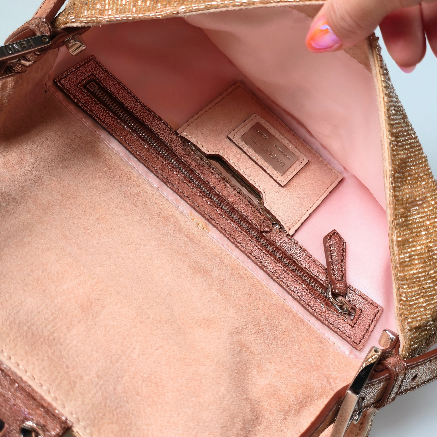 Fendi Baguette Copper-Nude Beaded