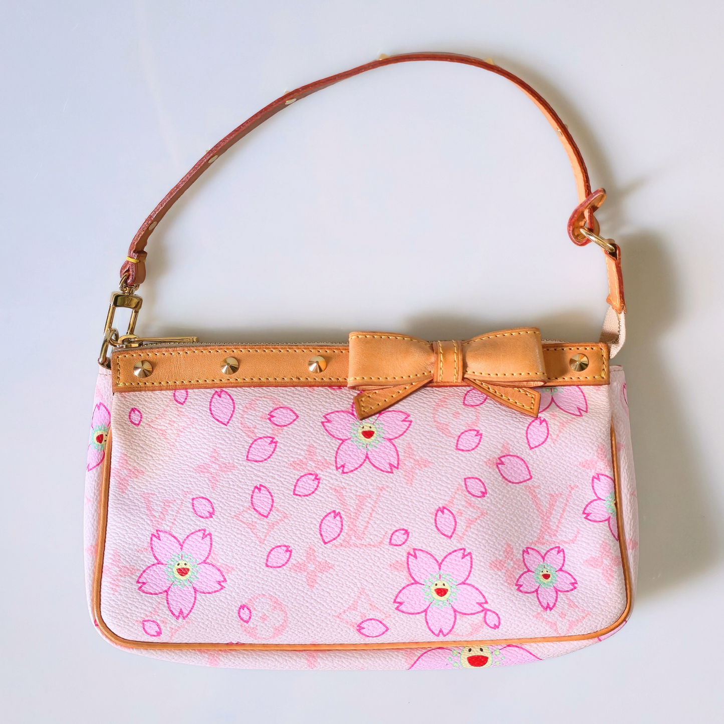 Louis Vuitton Limited Edition Takashi Murakami Cherry Blossom Pochette Pink