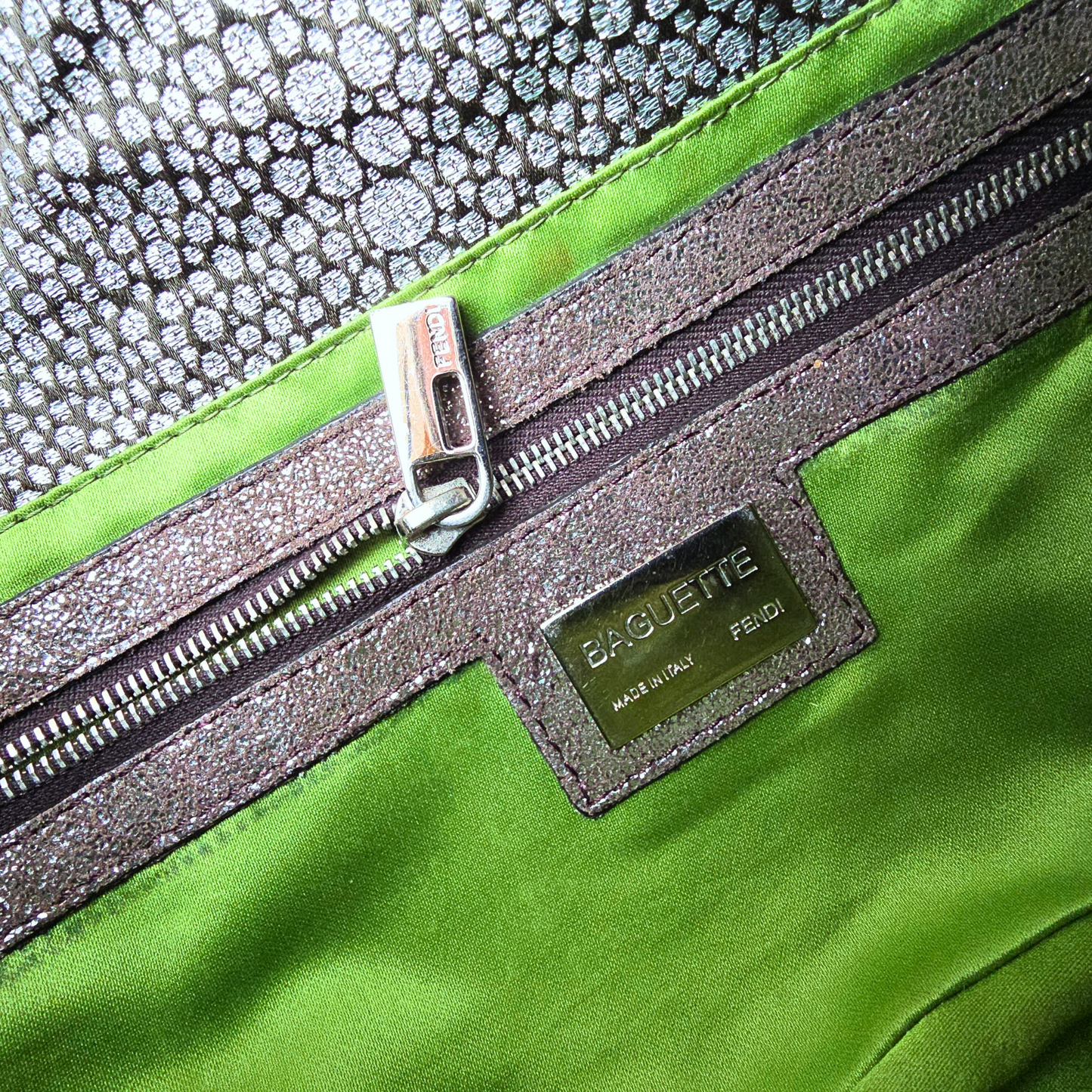 Fendi Baguette in Silver Lurex