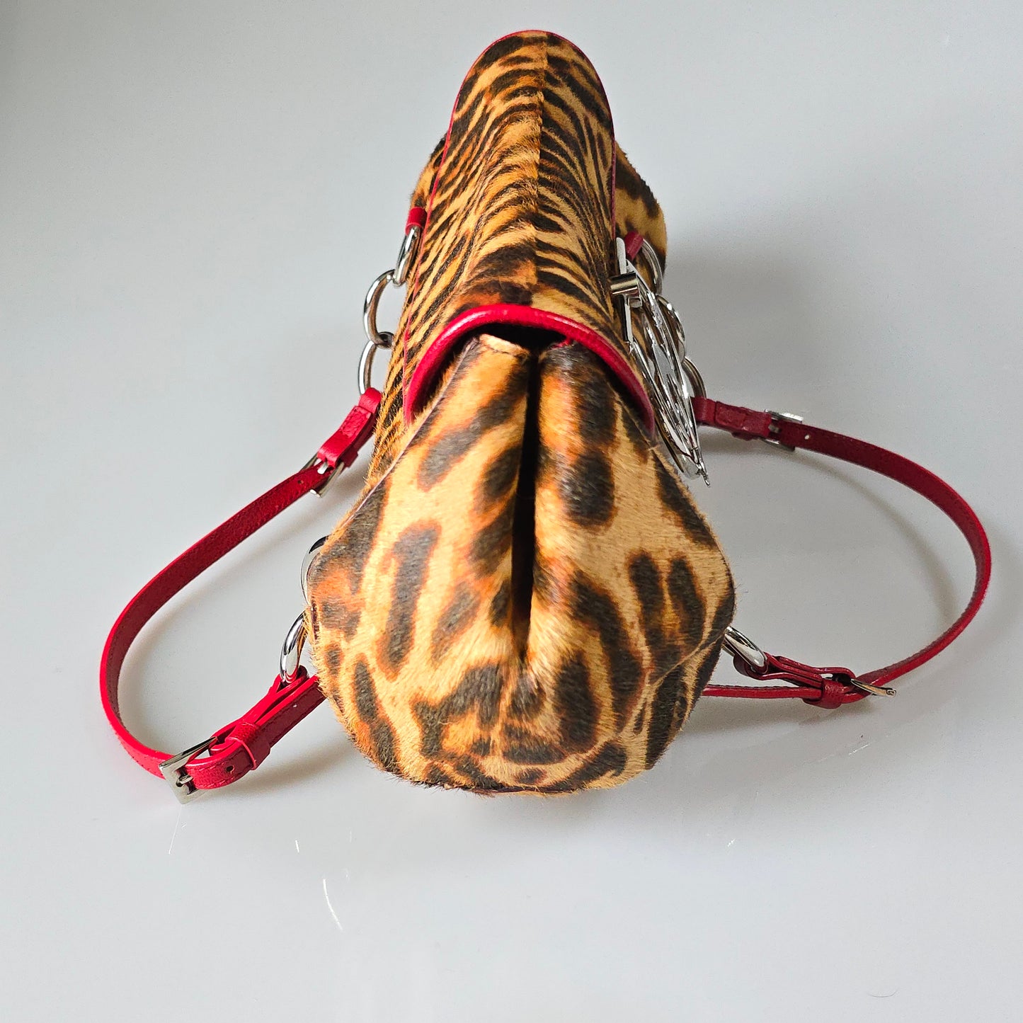 Dior Diva Flap Shoulder Bag Leopard Print Pony Hair