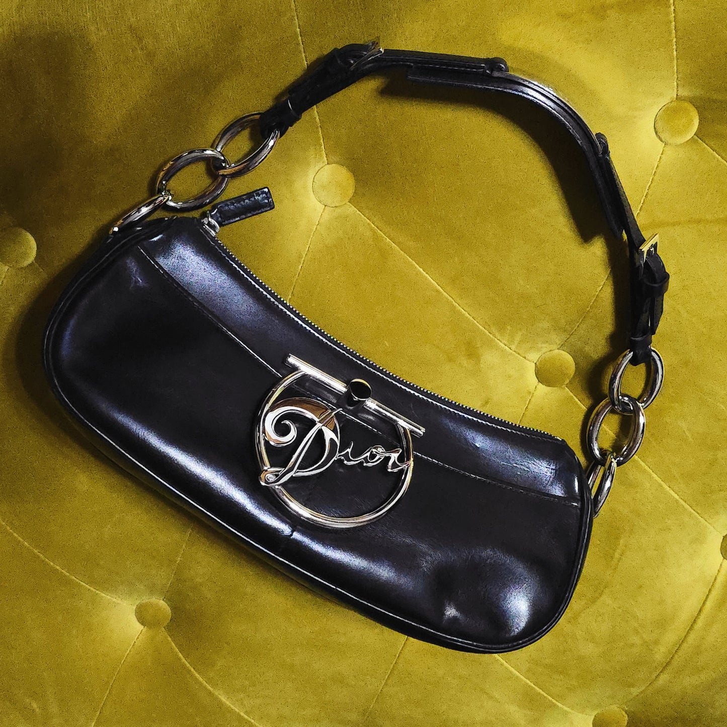Dior Diva Shoulder Bag in Full Black Leather
