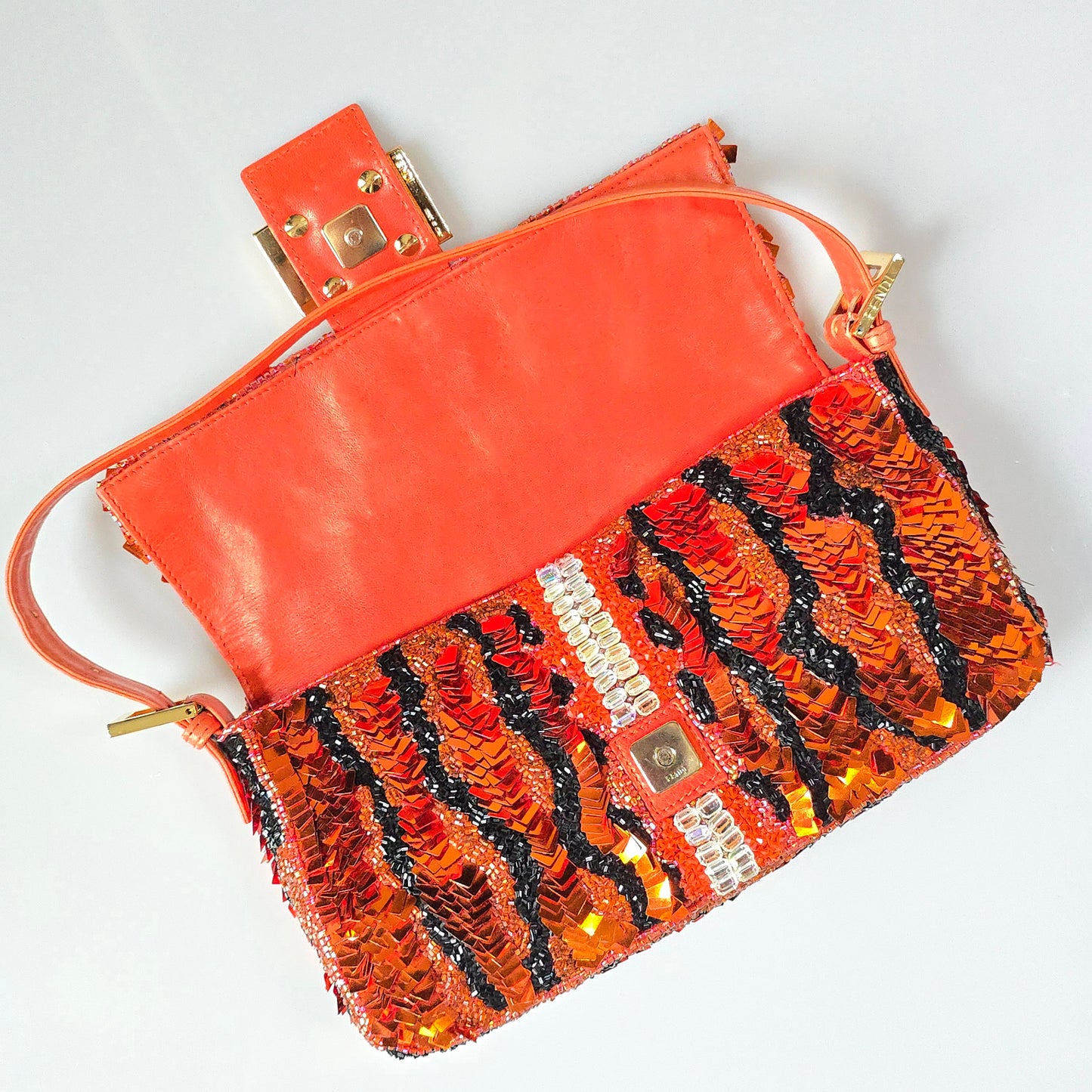Fendi Baguette Sequin Beaded Tiger Stripes