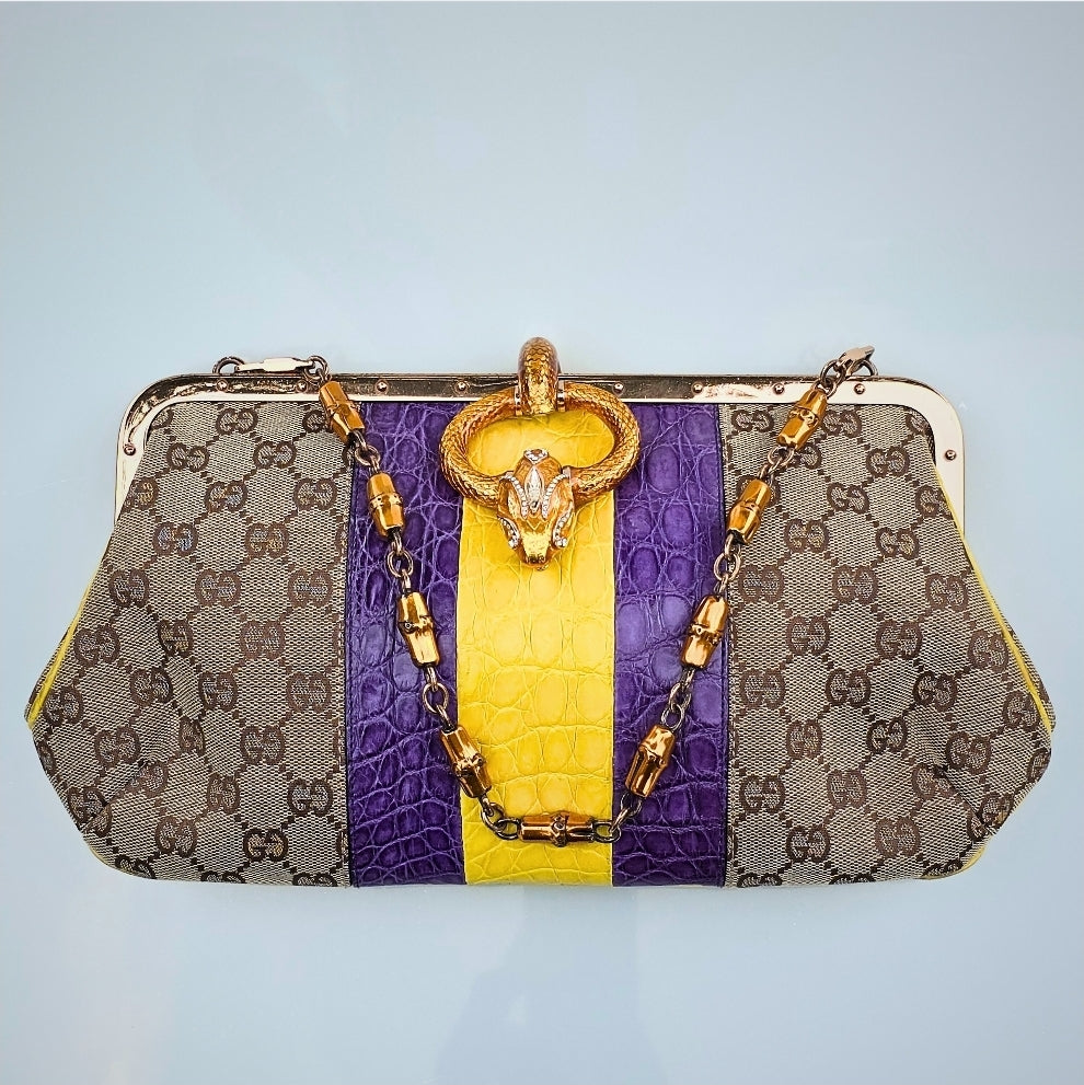 Gucci by Tom Ford Limited Edition Serpent Frame Bag with Alligator Trim