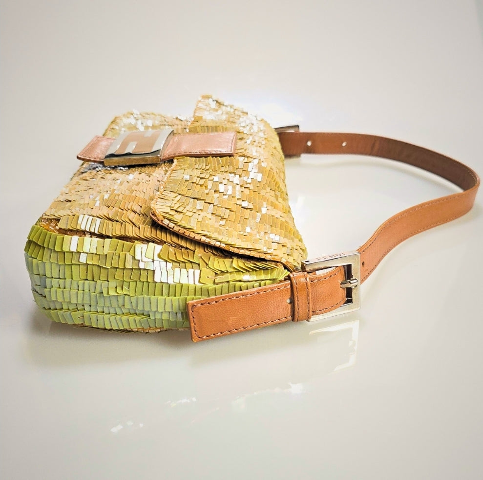 Fendi Sequin Baguette Warm Beige/Tan