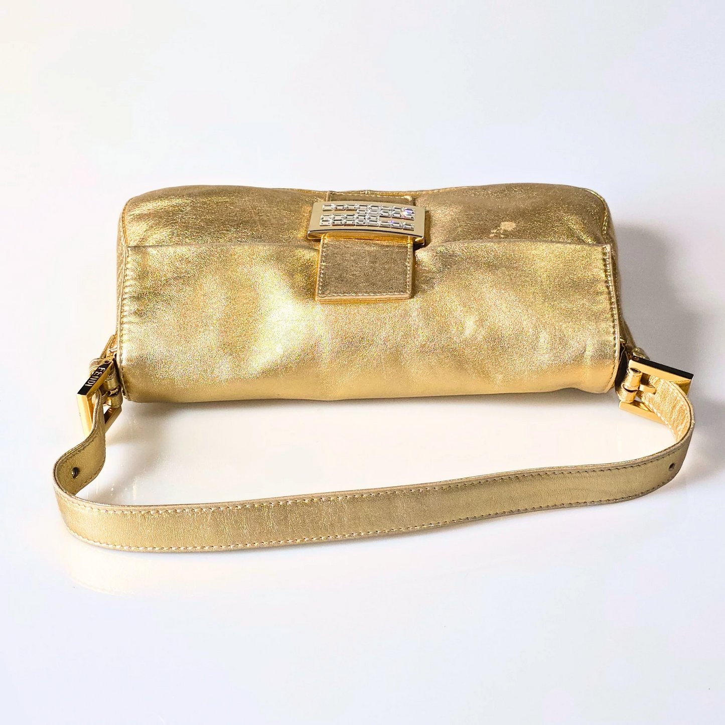 Fendi Baguette Metallic Gold with Crystal Detail