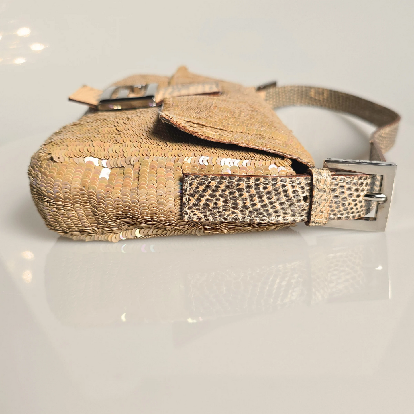 Fendi Baguette Nude Iridescent Sequins