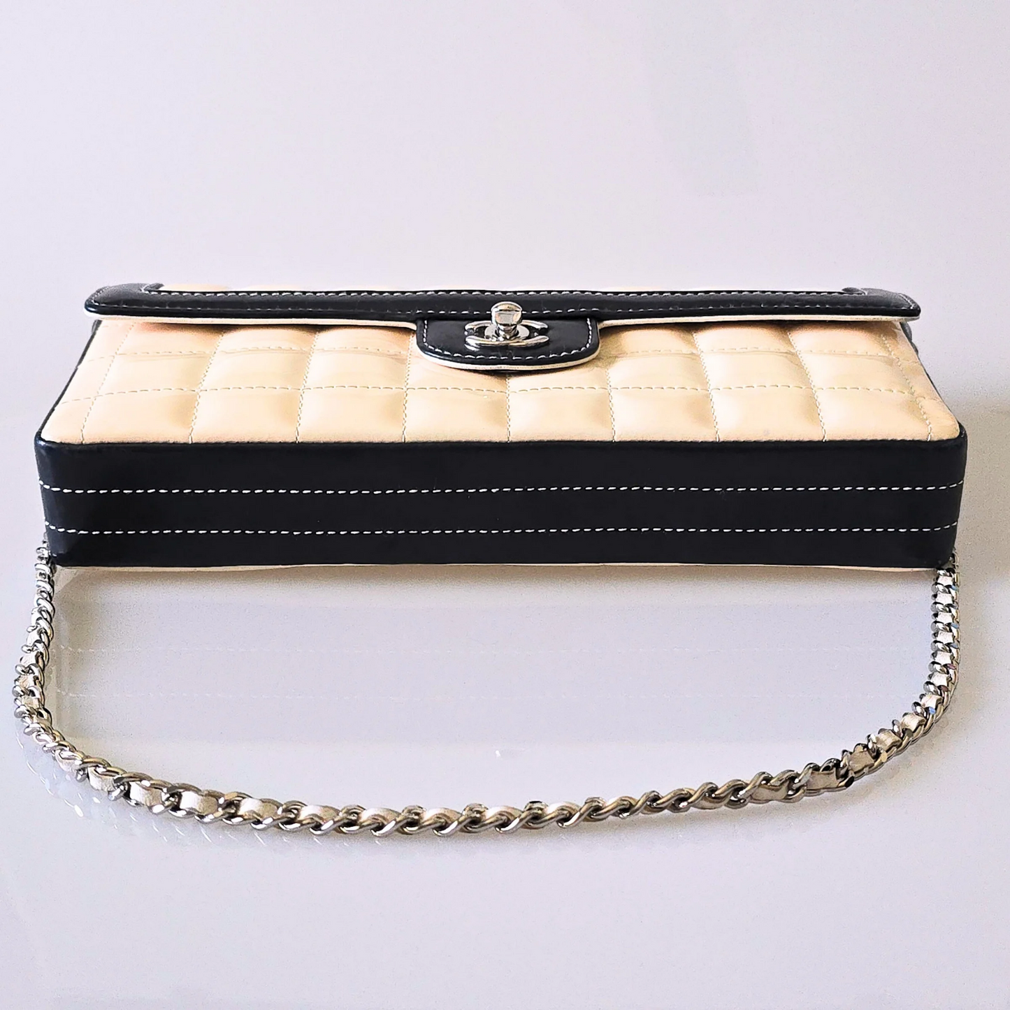 Chanel East West Chocolate Bar Shoulder Bag Two-Toned