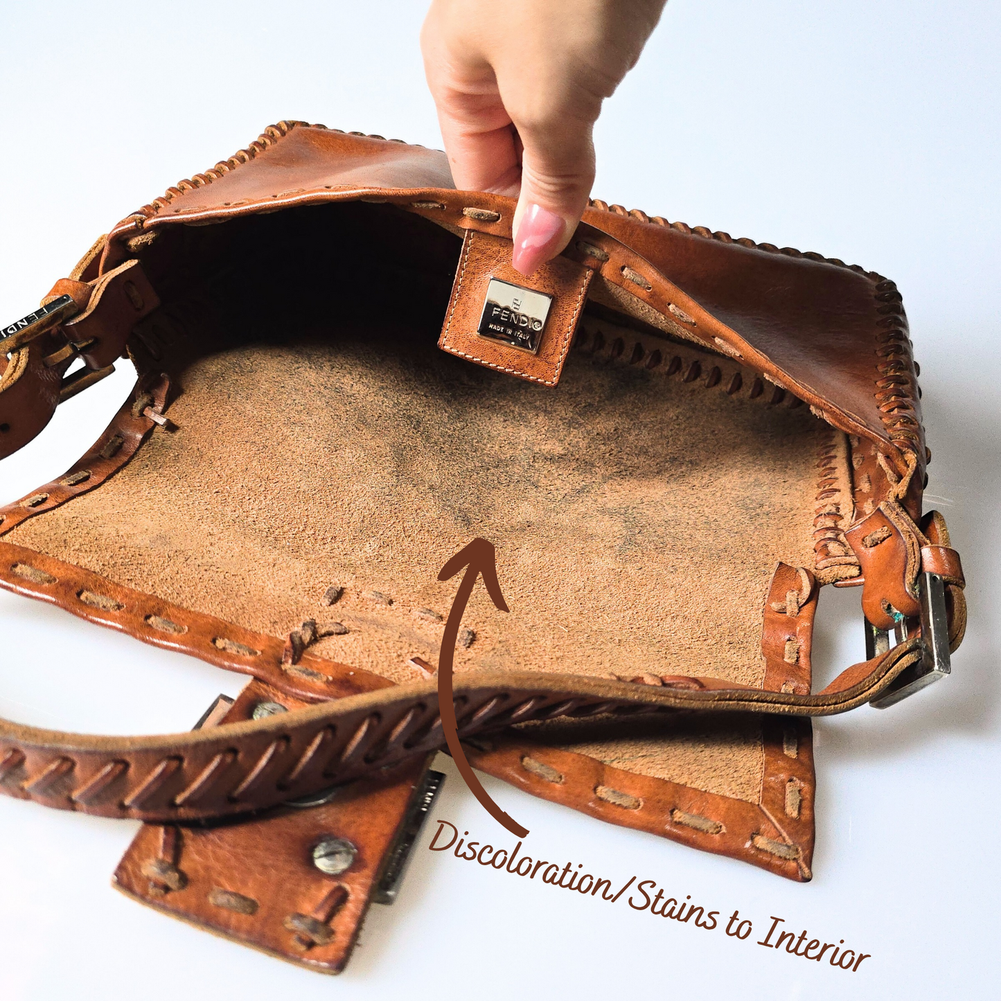 Fendi Baguette Whipstitch Mirror Detailing