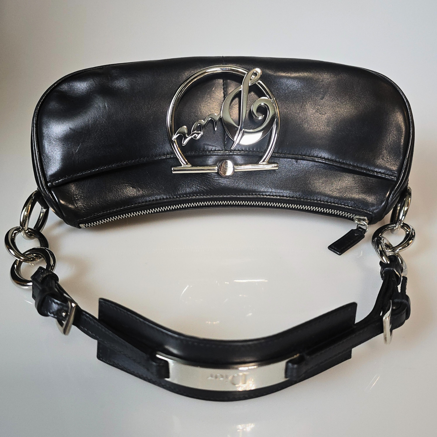 Dior Diva Shoulder Bag in Full Black Leather