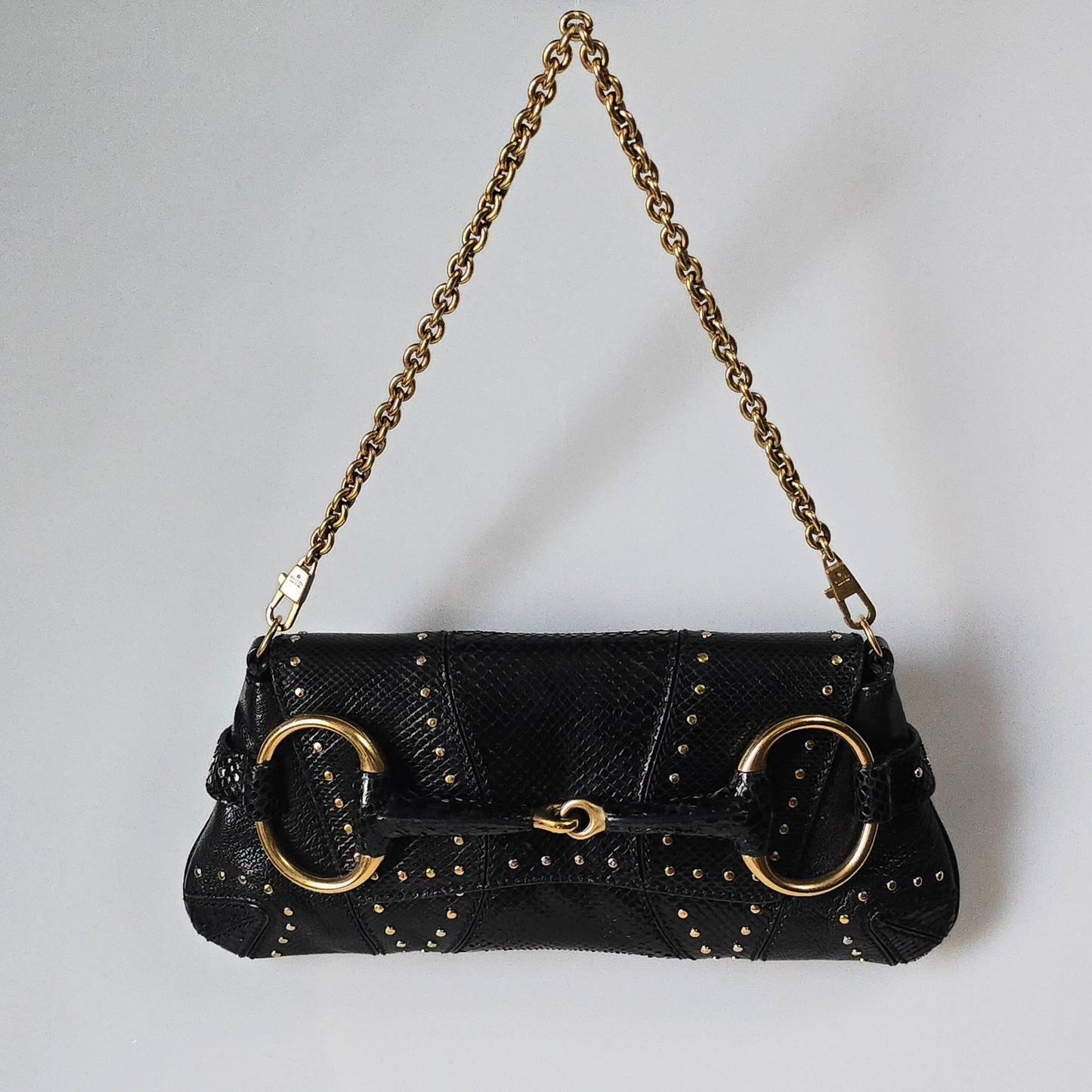 Gucci Tom Ford Era Horsebit Studded Snakeskin
