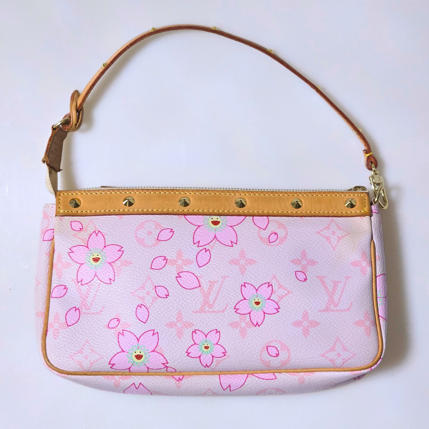 Louis Vuitton Limited Edition Takashi Murakami Cherry Blossom Pochette Pink