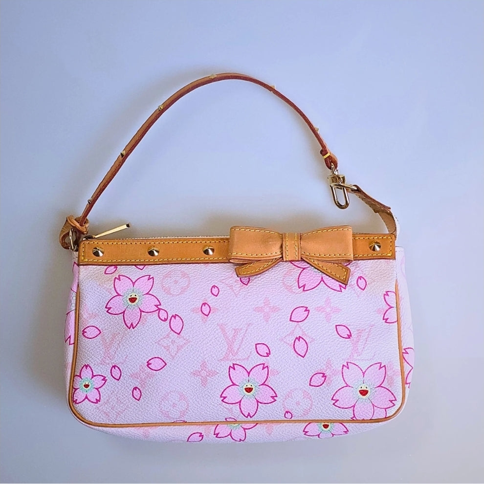 Louis Vuitton Limited Edition Takashi Murakami Cherry Blossom Pochette Sakura Pink