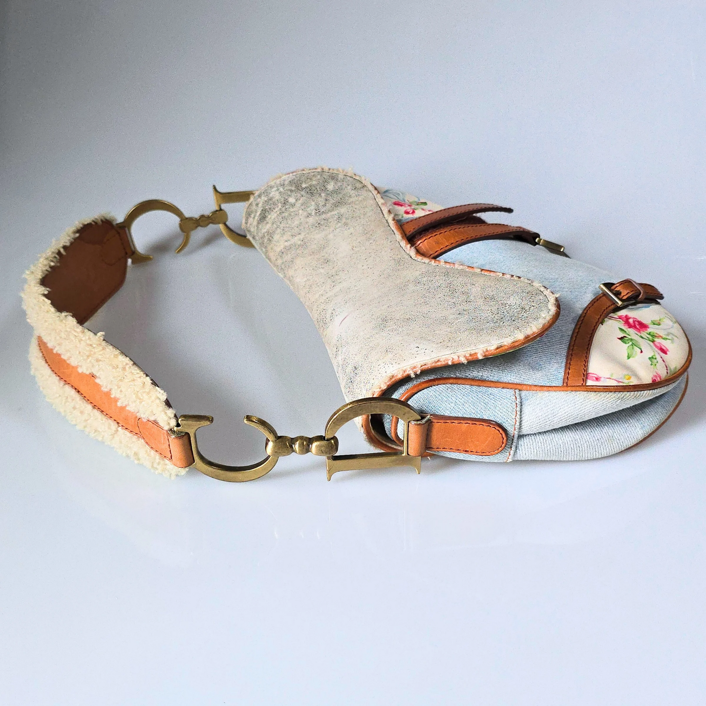 Dior Saddle Bag Denim Shearling