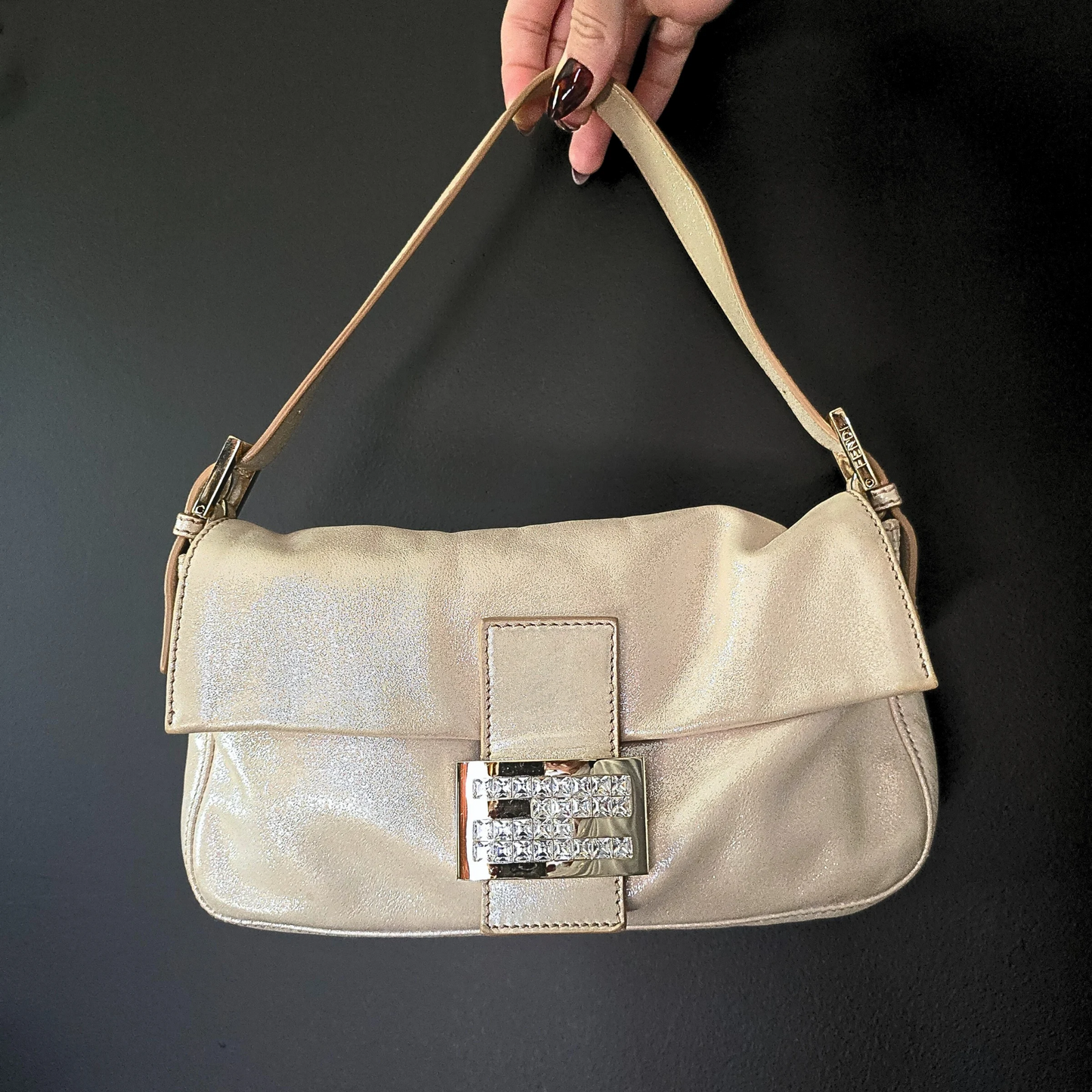 Fendi Baguette Glittery Champagne Gold