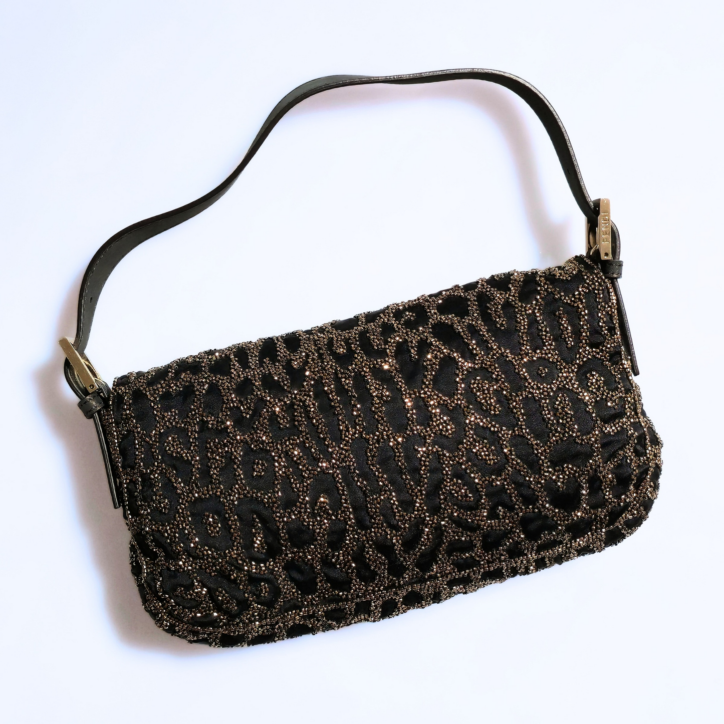 Fendi Baguette Beaded Leopard Print