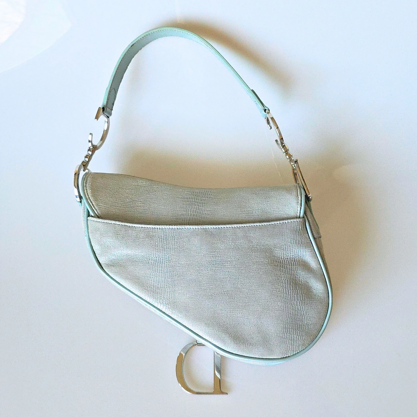 Dior Lizard Print Embossed Saddle Bag
