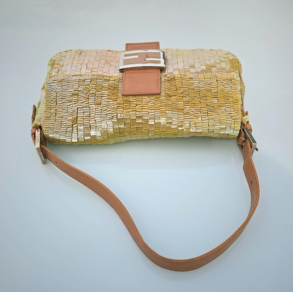 Fendi Sequin Baguette Warm Beige/Tan