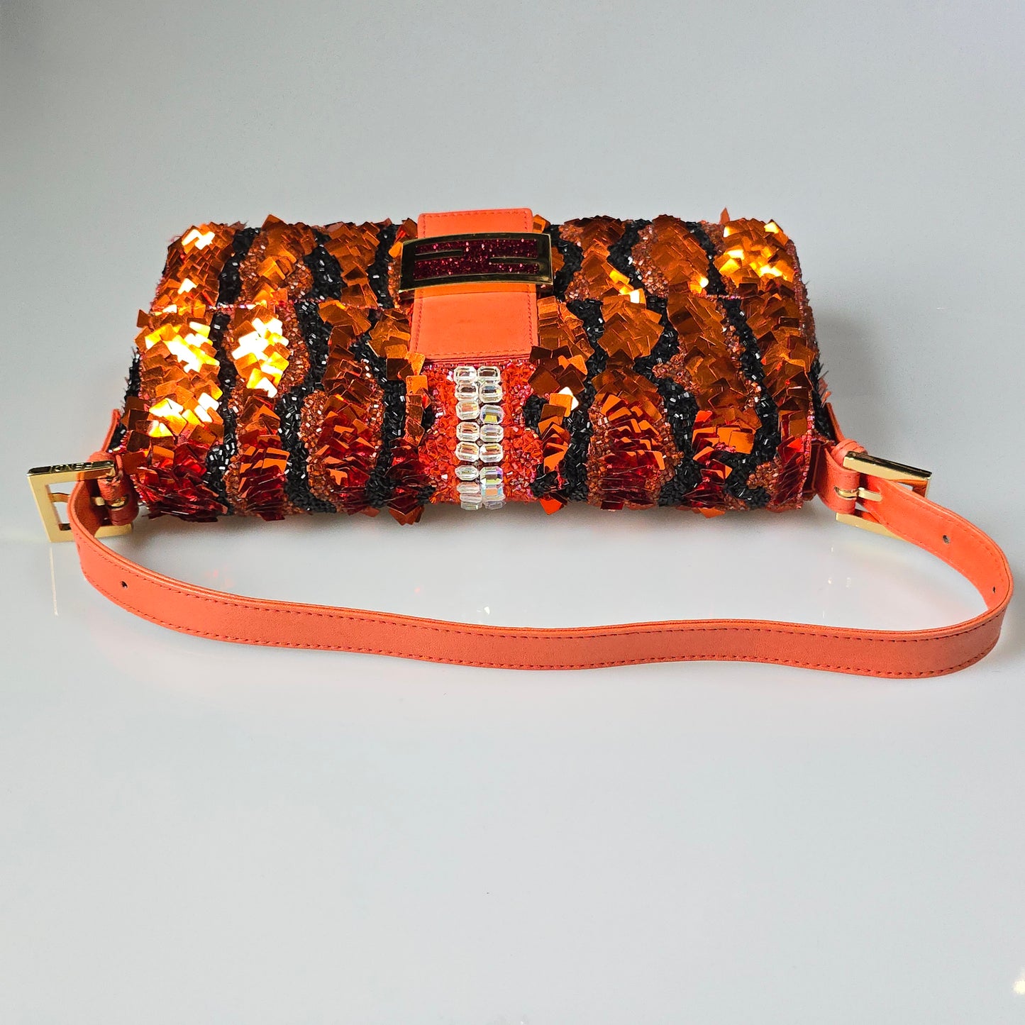 Fendi Baguette Sequin Beaded Tiger Stripes
