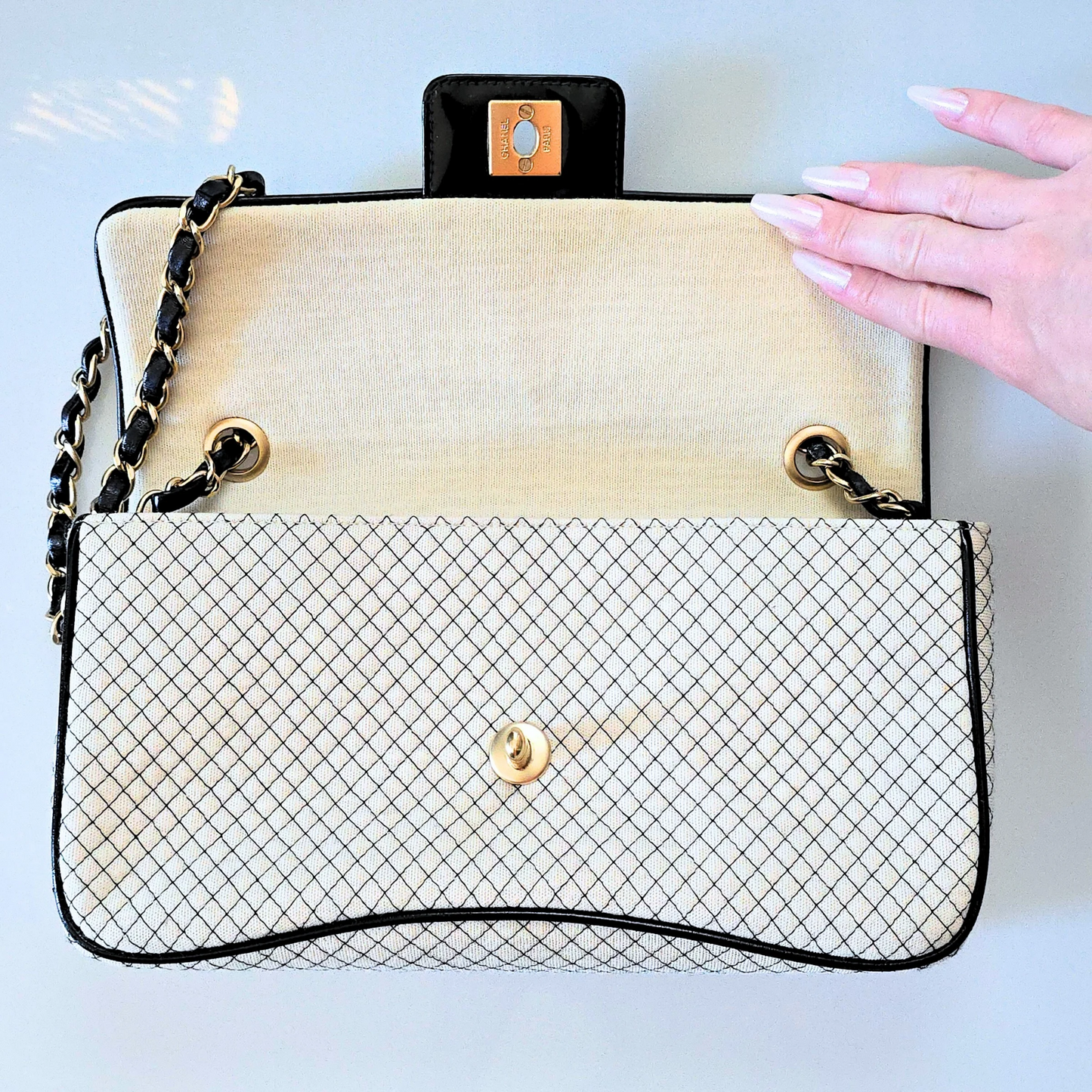 Chanel East West Jersey Flap Bag