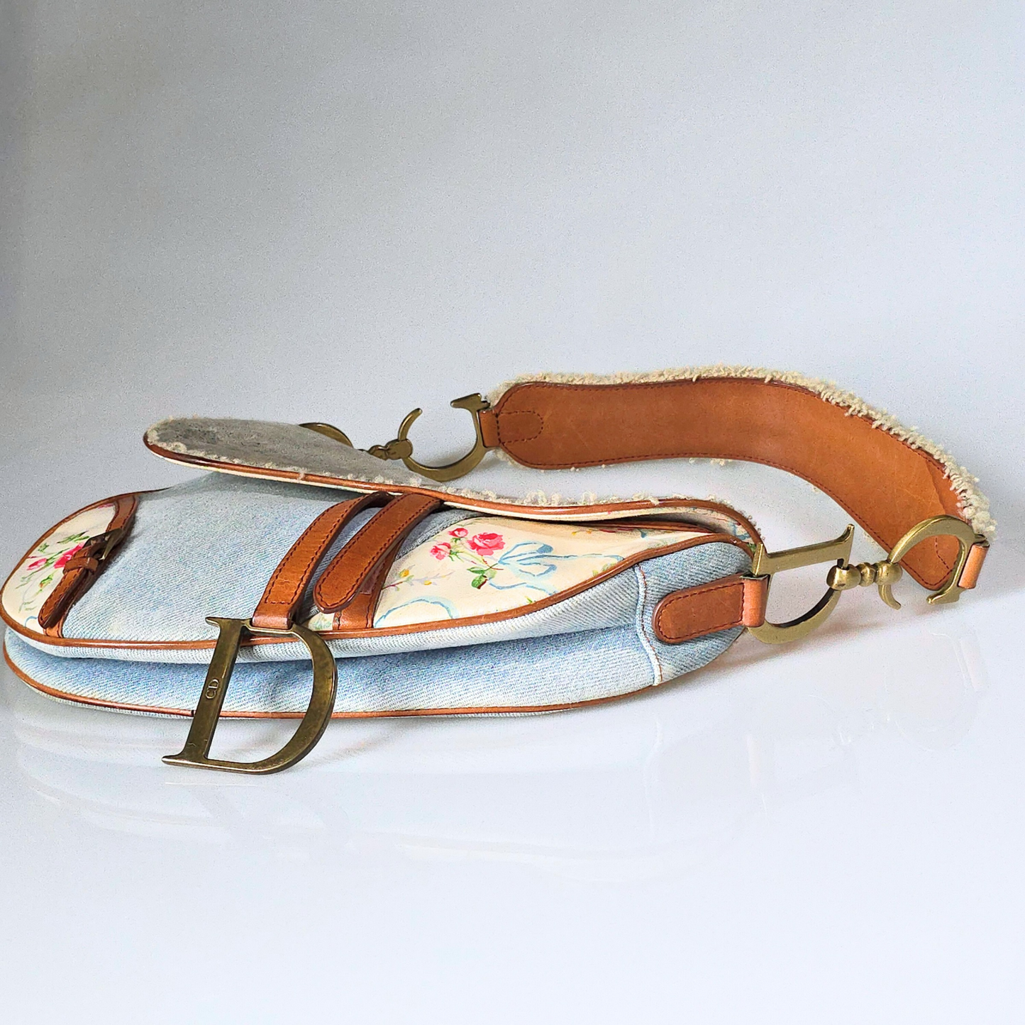 Dior Saddle Bag Denim Shearling