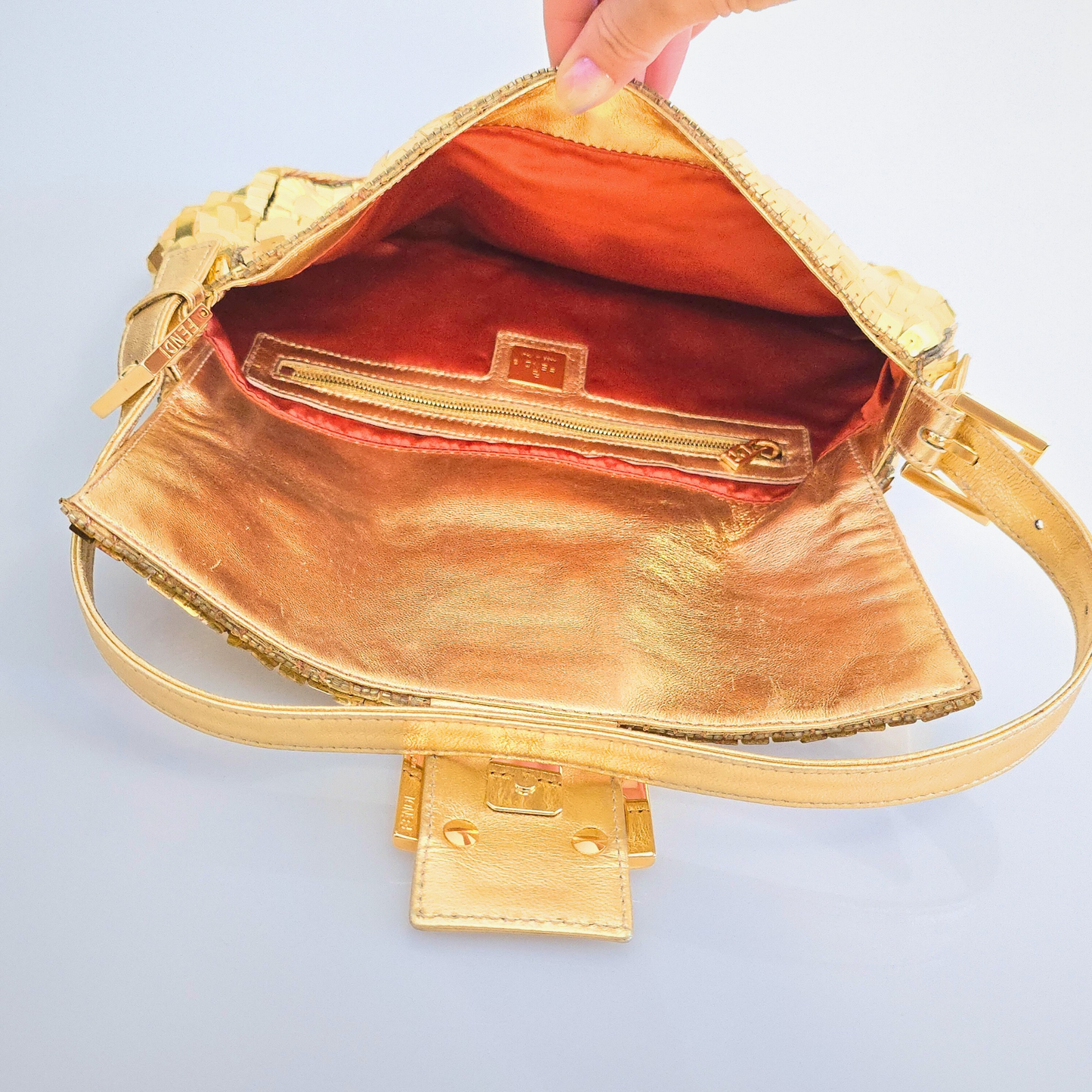 Fendi Baguette Sequins Gold
