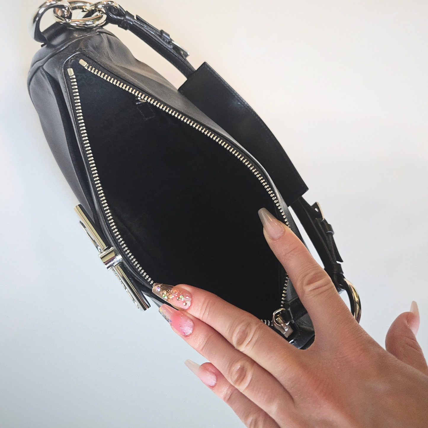 Dior Diva Shoulder Bag in Full Black Leather