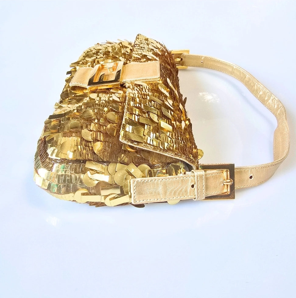 Fendi Baguette Gold Sequins Vintage