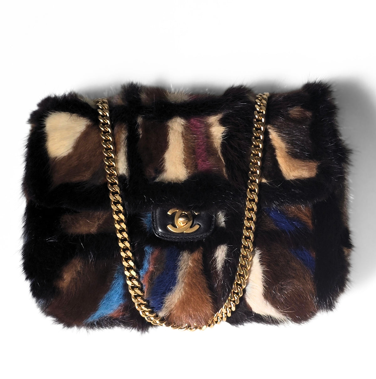 Chanel Mink Patchwork Arm Candy Single Flap Bag GHW Medium