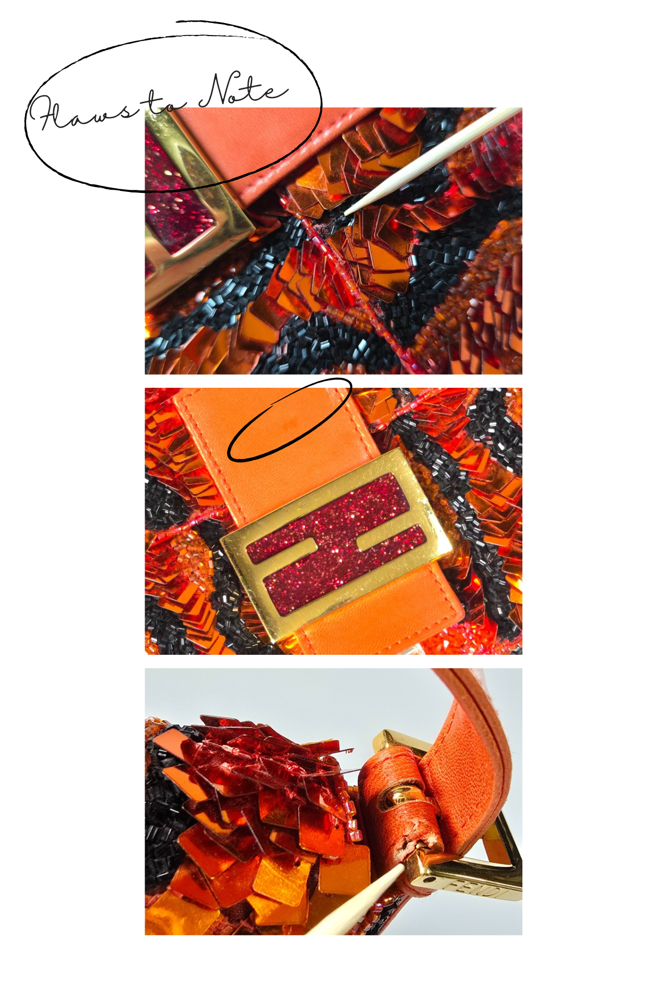 Fendi Baguette Sequin Beaded Tiger Stripes