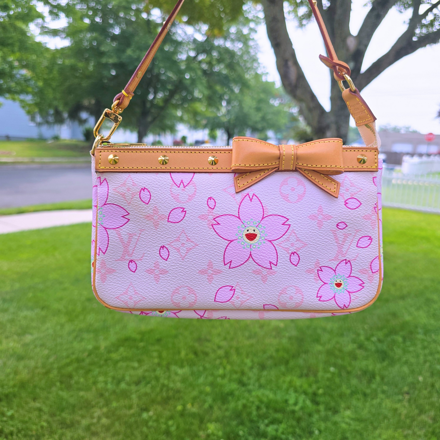 Louis Vuitton Limited Edition Takashi Murakami Cherry Blossom Pochette Pink