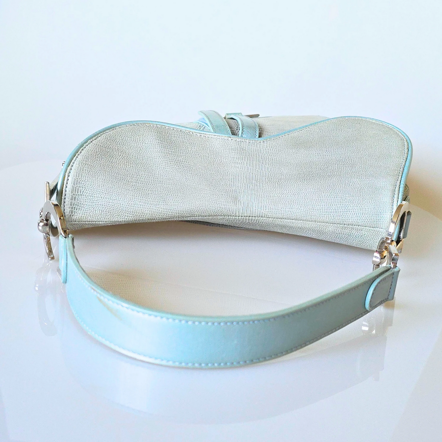 Dior Lizard Print Embossed Saddle Bag