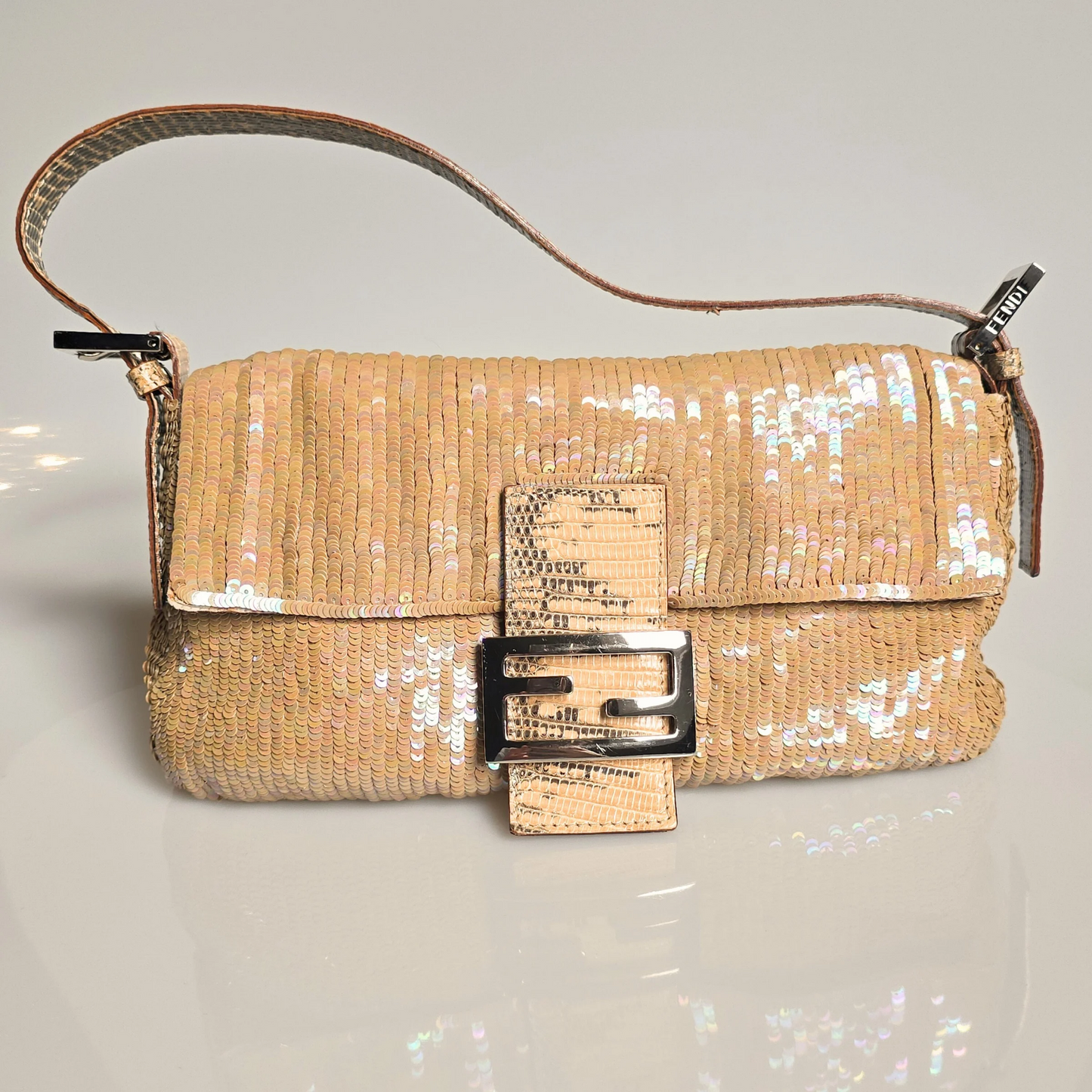Fendi Baguette Nude Iridescent Sequins