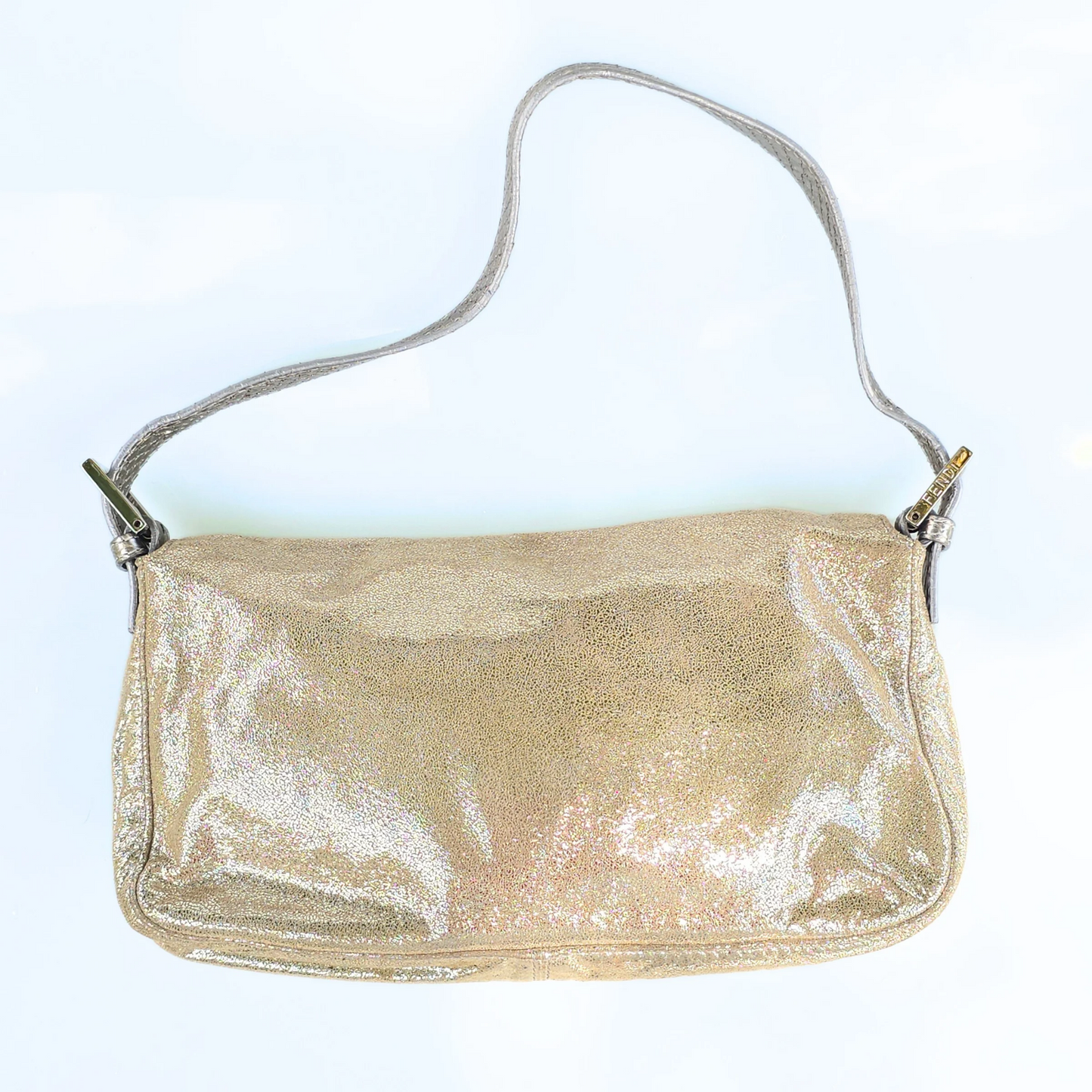 Fendi Baguette Metallic Suede Python Leather