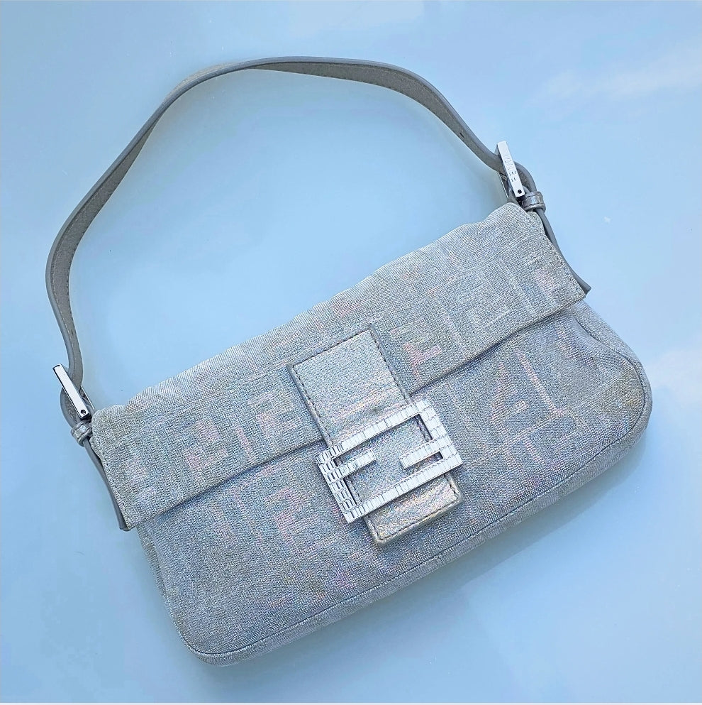 Fendi Baguette in Silver Glitter/Iridescent