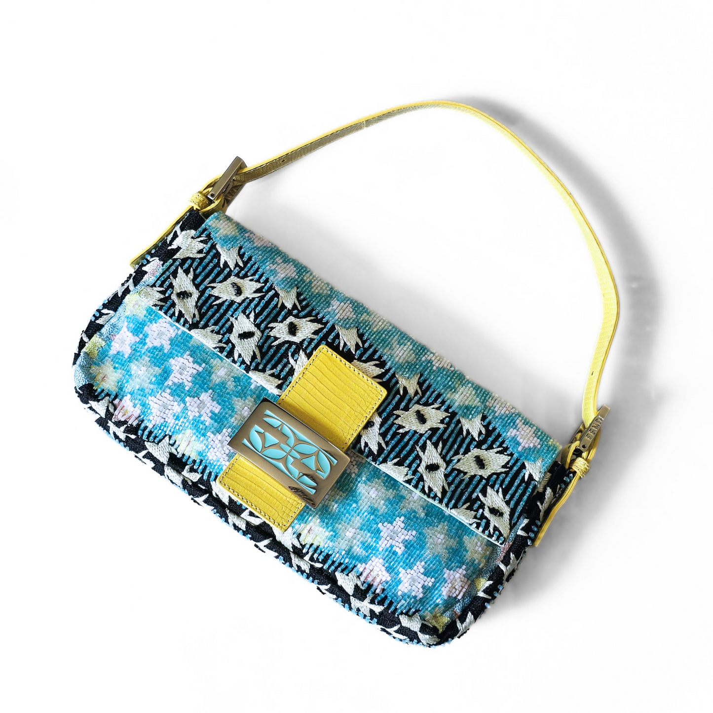 Fendi Baguette Baby Blue Beaded Abstract Embroidery