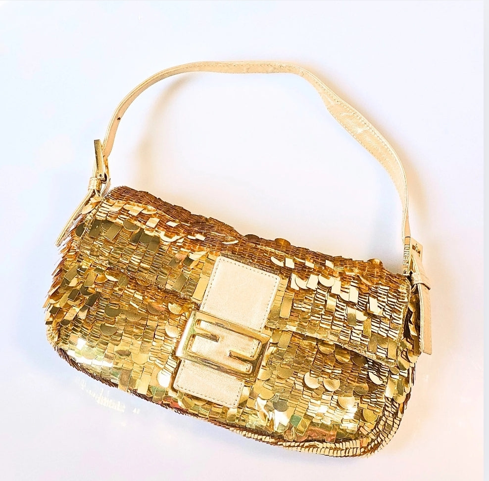 Fendi Baguette Gold Sequins Vintage