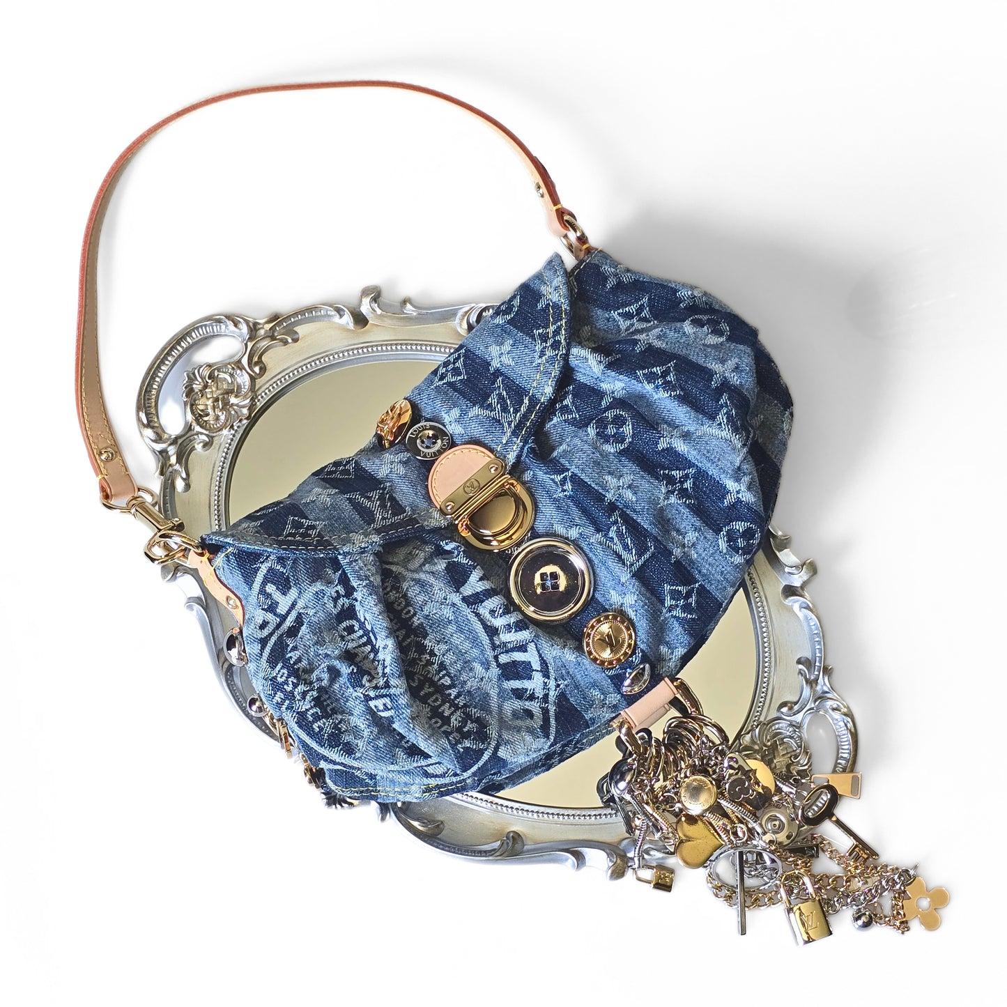Louis Vuitton Limited Edition 2006 Mini Pleaty Denim Raye with Charms