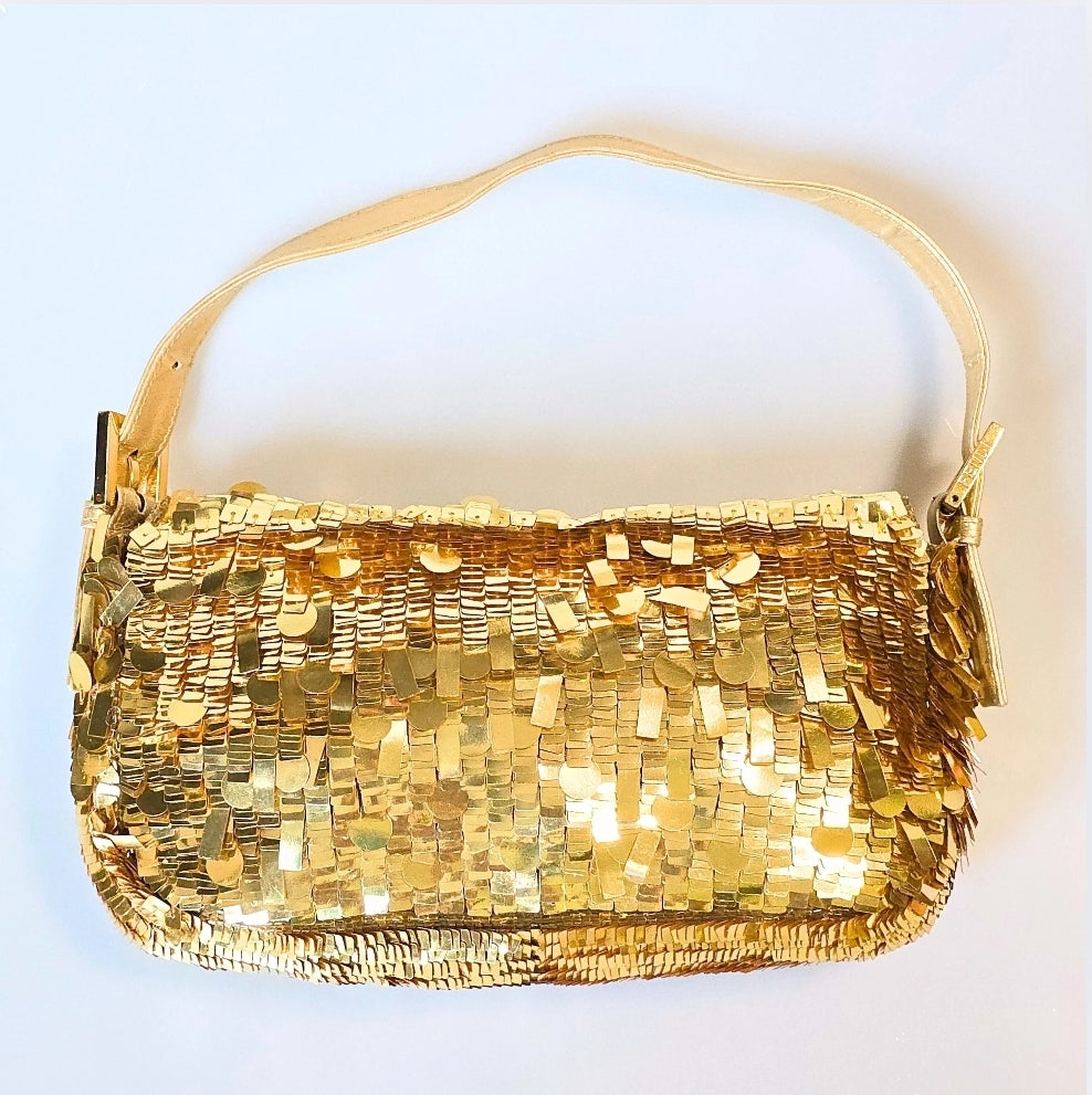 Fendi Baguette Gold Sequins Vintage