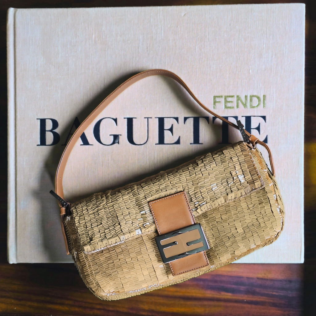Fendi Baguette Caramel Brown Sequins