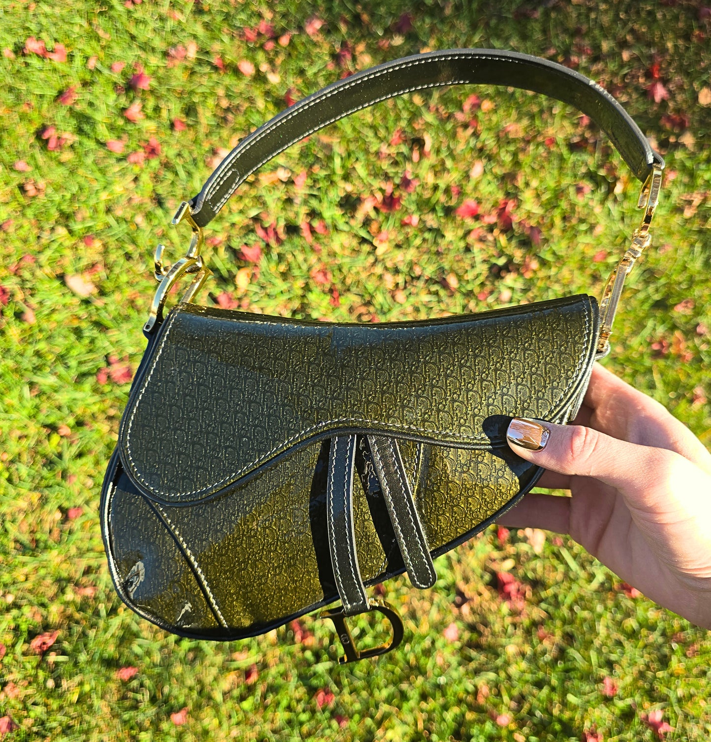 Dior Mini Saddle Diorissimo Patent Leather Green