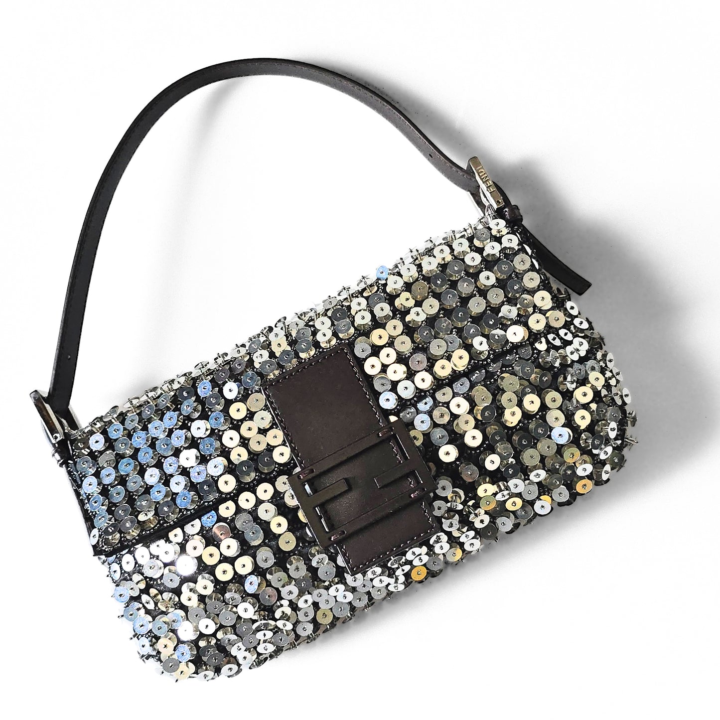 Fendi Baguette Silver 3D Sequins