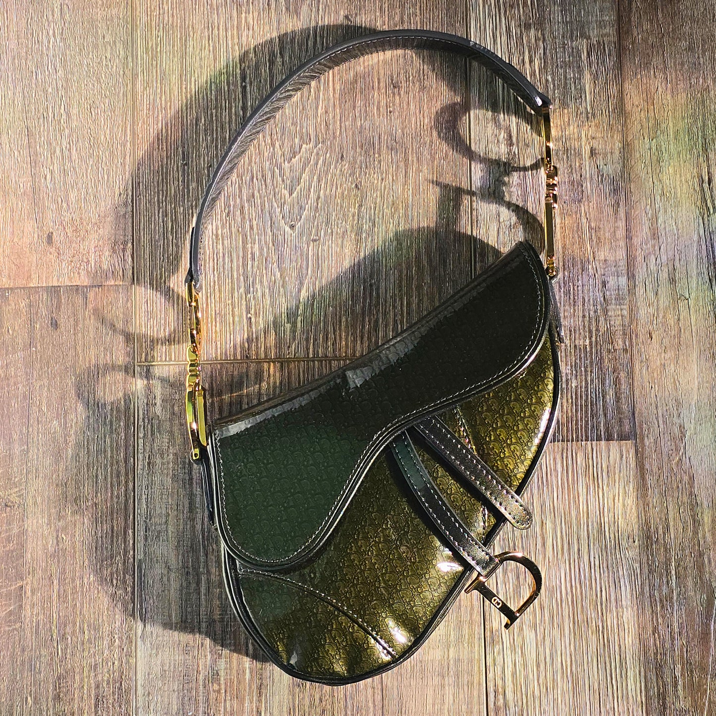 Dior Mini Saddle Diorissimo Patent Leather Green