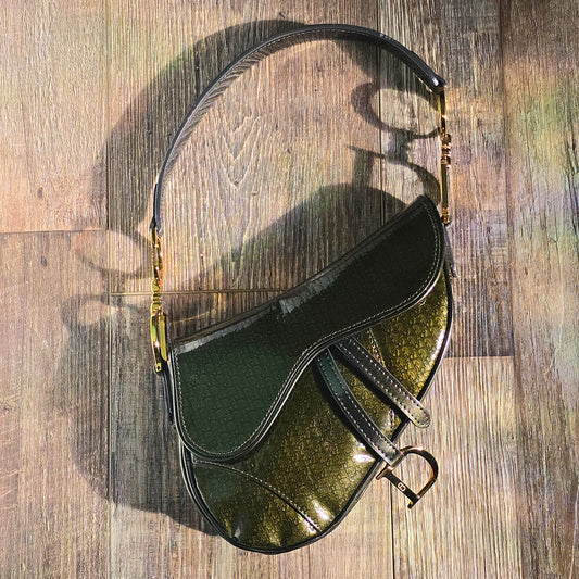 Dior Mini Saddle Diorissimo Patent Leather Green