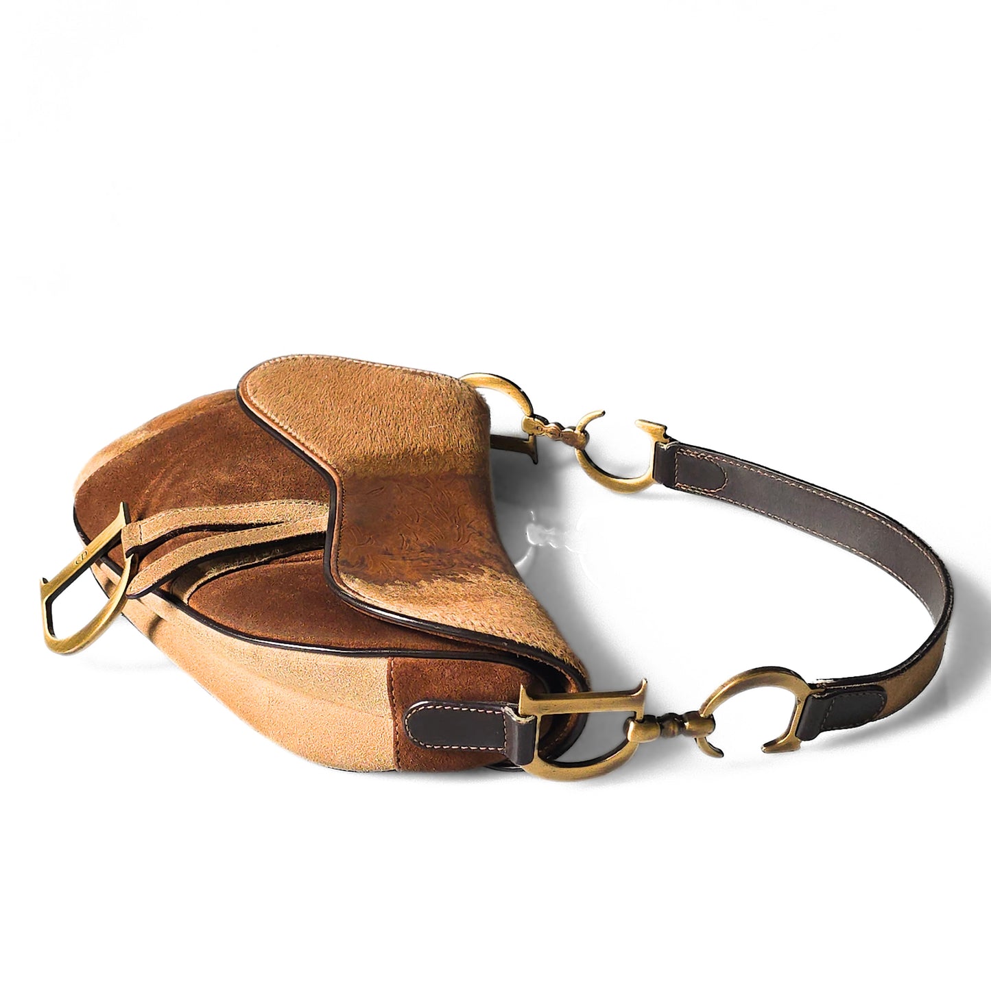 Dior Saddle Bag Ombre Pony-Hair Embossed